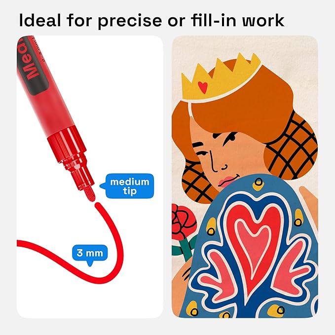 ARTISTRO 12 Fabric Paint Markers Medium Tip - Easy for All Ages & Levels - Acrylic Paint Pens for Fabric, Rocks, Paper, Wood, Canvas, Glass, DIY