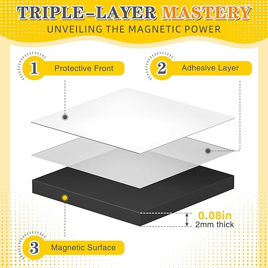 FINDMAG Magnetic Tape, 175 Pcs Square Magnets with Adhesive Backing, Flexible Magnetic Tape for Crafts, Magnetic Strip for DIY Projects, Hanging & Organizing Light Objects (Each 20x20x2mm)