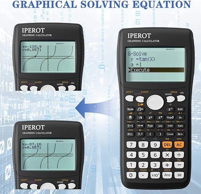 Scientific Calculators with Graphing Calculator, IPEROT Scientific Calculators 10 Modes/ 4 Graphing Functions, Desktop Math Calculator Ideal for School Supplies, Students, College, Teachers(Black)