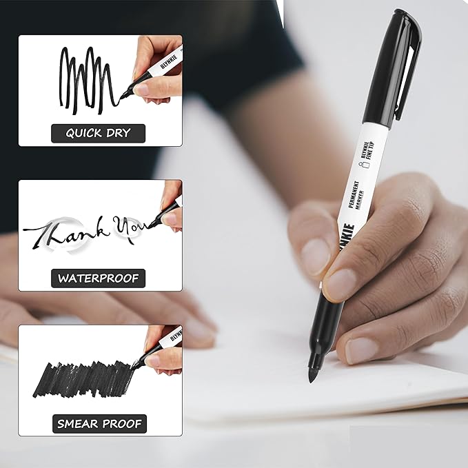 Permanent Markers Bulk Fine Tip 82 Pack, Waterproof Markers, Premium Smear Proof Pens, Quick Drying, Office Supplies for School, Office, Home