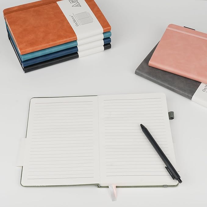 Notebooks Journal for Women Men 12 Pack Bulk Leather Hardcover with Pen Holder A5 160 Pages 100 GSM Thick Paper for Work School Lined Sky Blue