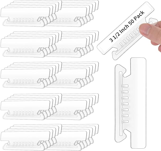 50 Pcs 3 1/2 Inch Hanging File Folder Tabs - Plastic Insertable Tabs for Folders and Inserts - Clear File Organizer for Back to School, Office Room