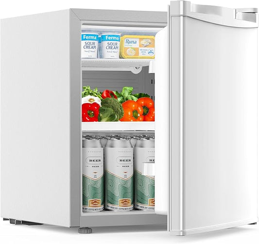 COWSAR 1.6 Cu.Ft Compact Fridge with Freezer, Small Refrigerator with 7 Temperature Settings, Energy-efficient Low Noise Fridge Suitable For Dorm, Office, Bar, RV, Bedroom, Commercial