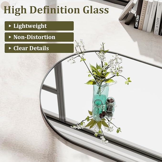 HARRITPURE Arch Floor & Full Length Mirrors - 68" x 24" Body Length Mirror Big Mirror for Bedroom Standing/Hanging/Leaning Wall-Mounted Black