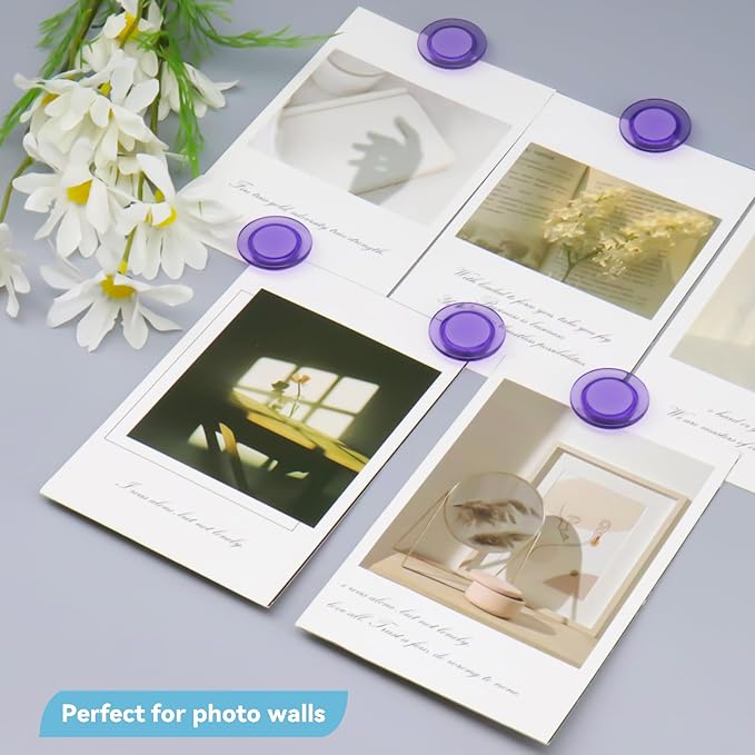 ZDZBLX Fridge Magnets, 28 Pack Magnet Strong Magnets Refrigerator Magnets Small Magnets for Whiteboard, Heavy Duty Magnets Mini Magnets Cute Round Magnets for Fridge, Locker, Classroom,Office (Purple)