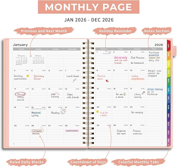 EMSHOI 2026 Appointment Book, A4 15-Minute Hourly Planner, JAN 2026 - DEC 2026, Daily Weekly Monthly, 100GSM Thick Paper, PVC Cover, Colorful Tabs - for Work, School, Salon Scheduling