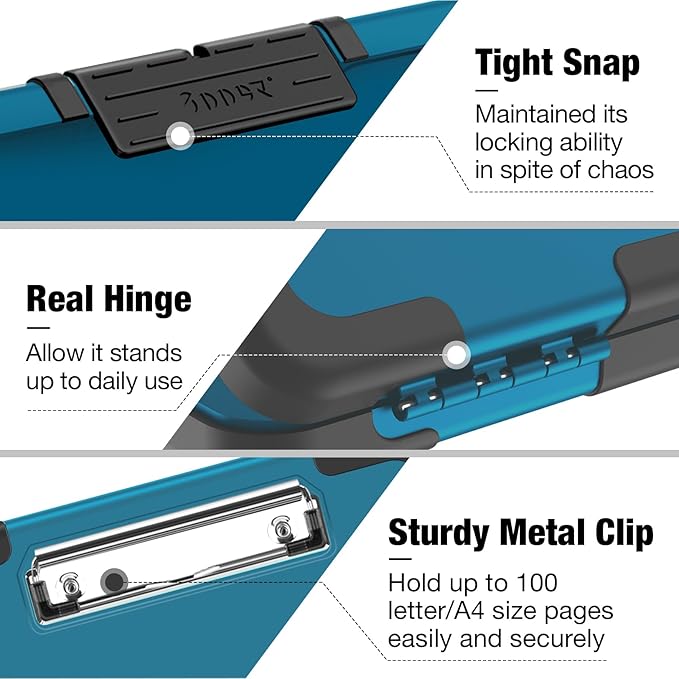 Sooez Toughest Clipboard with Storage, Internal Pen Pouch Included, Letter/ A4 Size, Shockproof Heavy Duty Plastic Clip Boards 8.5x11”, High Capacity Clipboards Box Case for Contractor Trucker Driver
