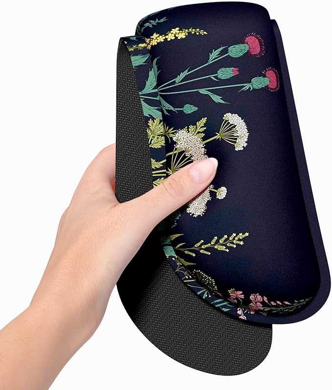 Dapesuom Enlarge Keyboard Wrist Rest, Memory Foam Wrist Cushion for Desk Mat Support, Cute Pain Relief Keyboard Mouse Pad Rests Set with Non-Slip Base for Gaming Laptop Office Computer, Elegant Flower