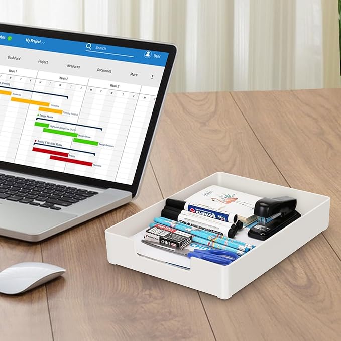 White Paper Tray Letter Size Tray Desk Organizer Holder A4 Plastic Paper Storage Stackable Letter Tray Paper Holder File Organizer for Office Supplies School Home Desk Accessories (White)