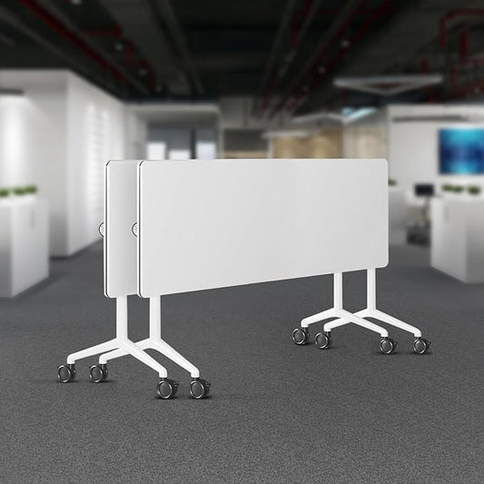Folding Conference Room Tables 6 Pack, Foldable Modern Mobile Meeting Table Desk Training Table 6FT Large Rolling OfficeTable for Conference Training Classroom (2, 47.2" * 23.6" * 29.5")