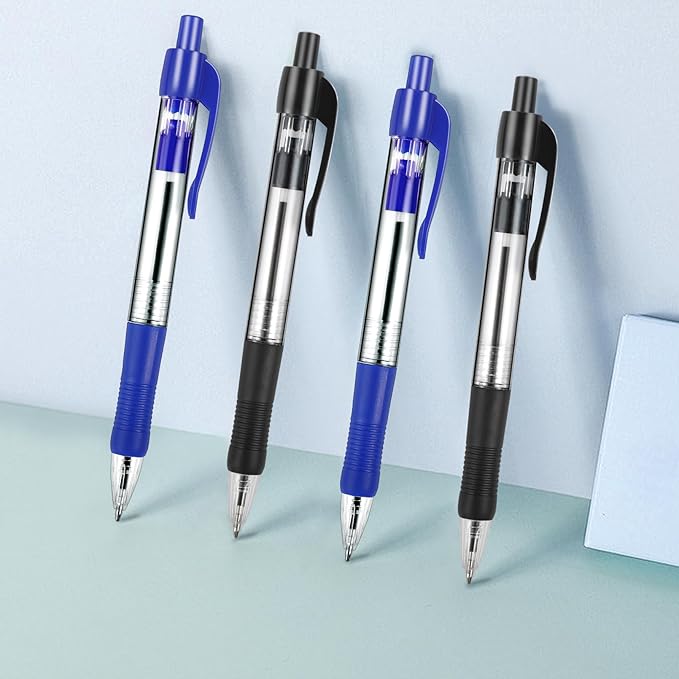 Blcculi 200 Pack Retractable Ballpoint Pens Bulk,1.0 mm Medium Point Pen,Blue Gel Ink Pens,Smooth Writing Pens with Comfortable Grip for Office Supplies Journal Writing (Blue Ink)