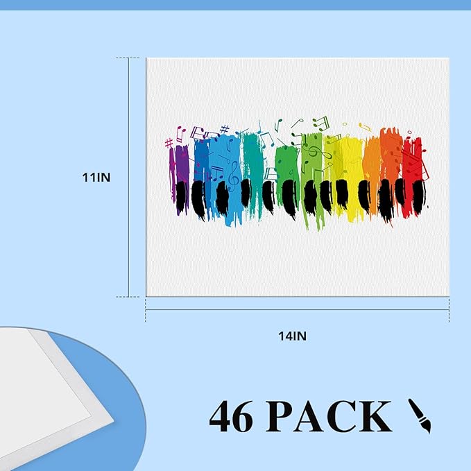 Canvas for Painting 11x14 Inch, 46 Pack Canvas Boards for Painting, Cotton Acid-Free Primed Blank Canvas Panels for Oil Paint, Watercolor, Acrylic Paint, Gouache and Tempera, DIY.