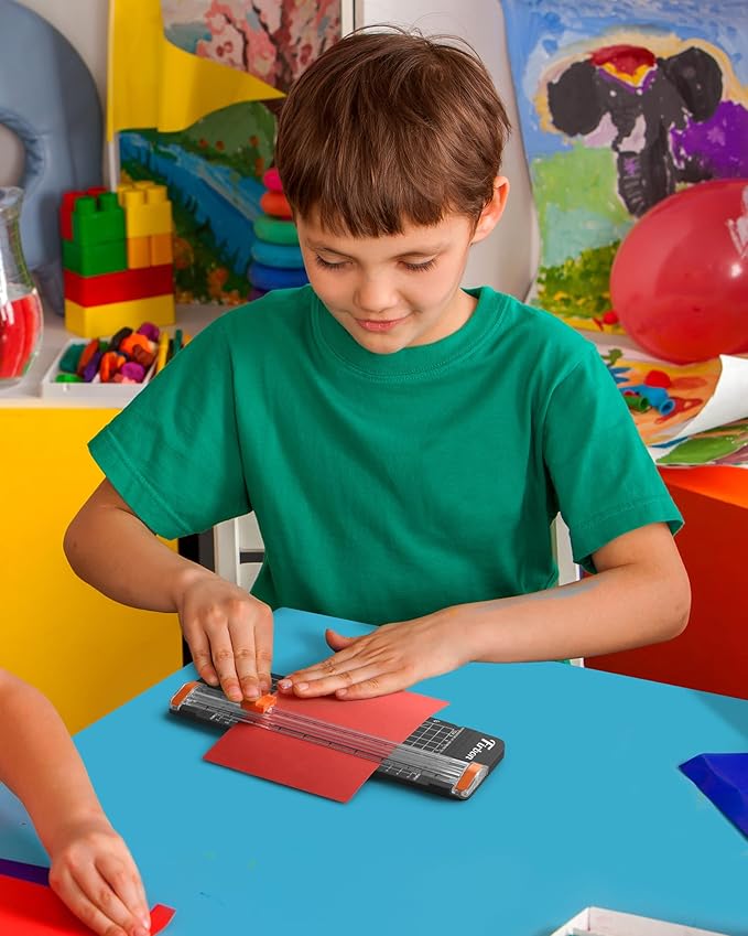 Firbon Black A5 Paper Cutter, Straight Small Paper Trimmer with Side Ruler for Scrapbooking Craft, Paper, Coupon, Label, Cardstock