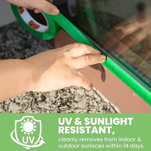 TAPEBEAR Green Painters Tape Multi-Surface Masking Tape 1.41 inch x 60 Yard, Indoor and Outdoor Painting Tape, Residue Free Easy Removal with Sharp Lines, Paint Tape for Walls, Auto, Home, 6Rolls