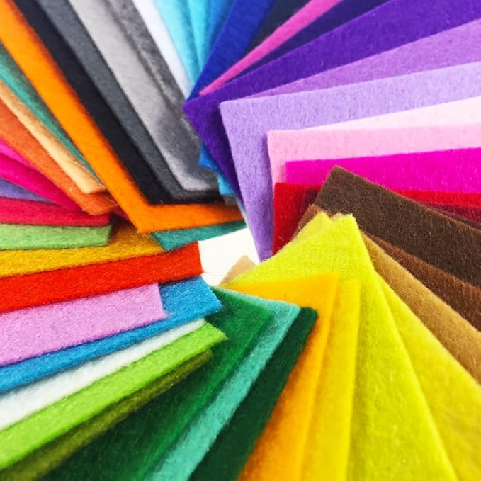 flic-flac 48PCS 12 x 12 inches (30 x 30cm) Assorted Color Felt Fabric Sheets Patchwork Sewing DIY Craft 1mm Thick … (30cm * 30cm, 48pcs)