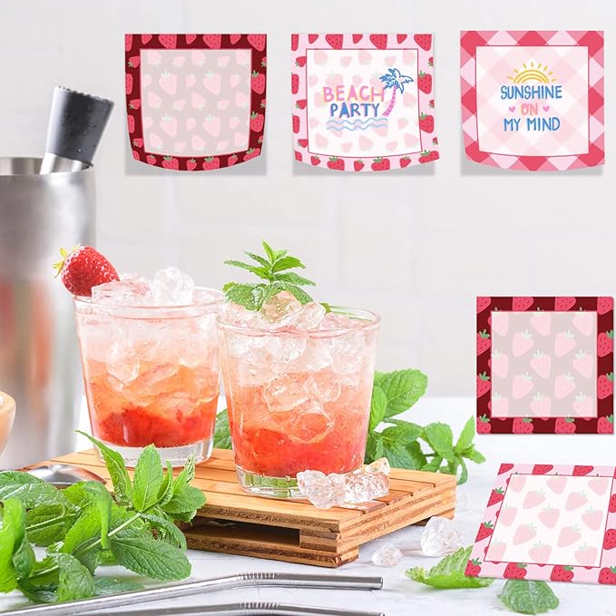 9 Pieces Strawberry Sticky Notes Adhesive Cute Summer Strawberry Memo Notes 3 X 3 Inch Self-Stick Note Pads for School Office Home Supplies Students Teachers Presents, 9 Styles