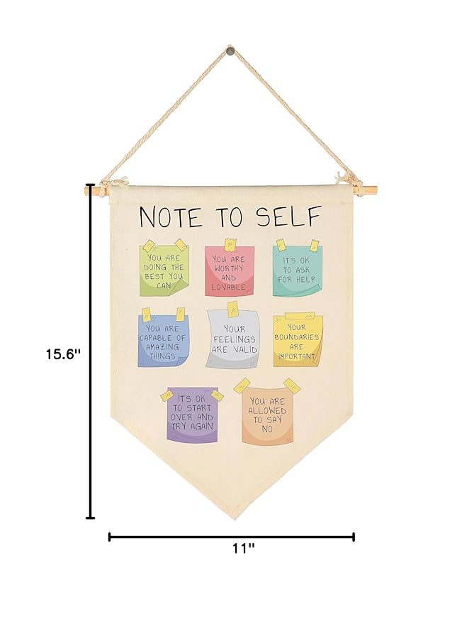 Positive Self,Affirmation-Note to Self-Mental Health,Love,Care,Clarity, Therapy Banner-School Counselor Corner Wall Signs,Therapist Office Wall Decor,Be Kind to Yourself-Wall Flag Decor