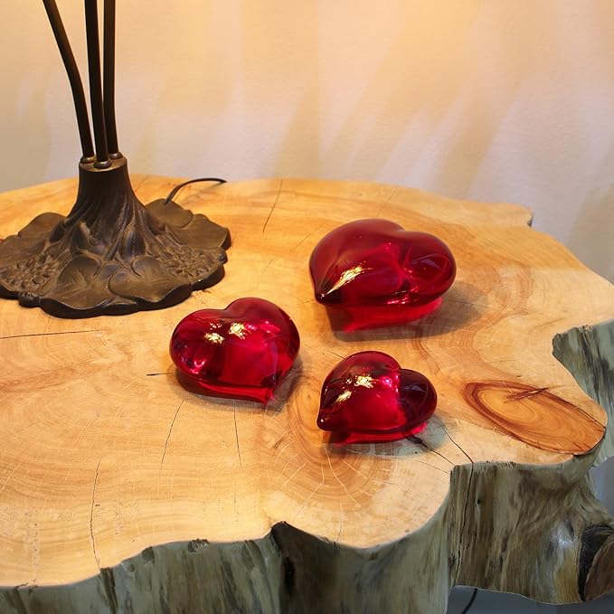 Ca D Oro Big Red Heart Glass Paperweight Hand Blown Murano-Style Art Glass