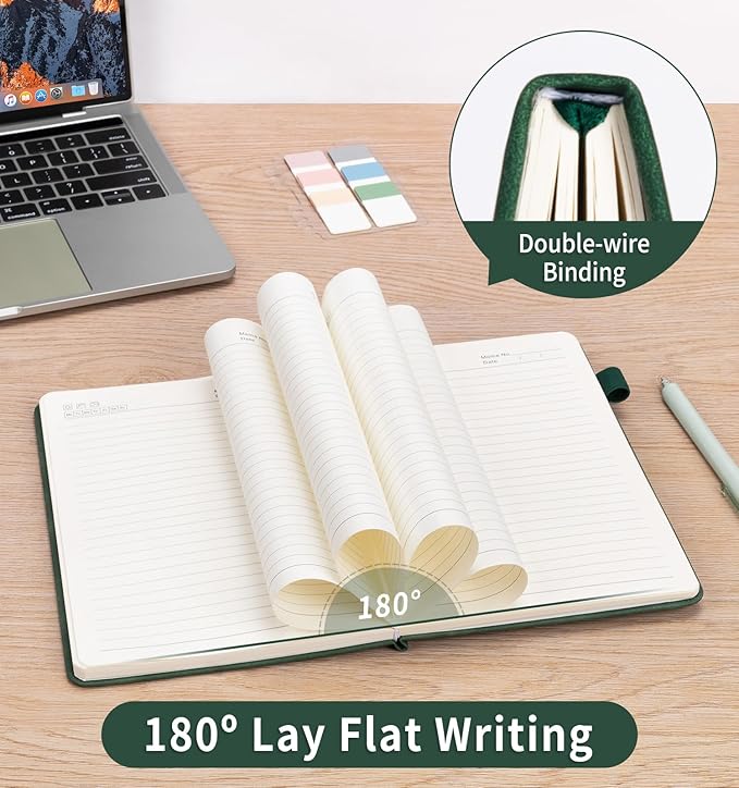 ALKALO Lined Journal Notebook for Women Men, A5 Hardcover Leather Journals for Writing, 200 Pages Thick Paper, Daily Journal Notebook for Work, School, Note Taking, Business, Travel, College Ruled