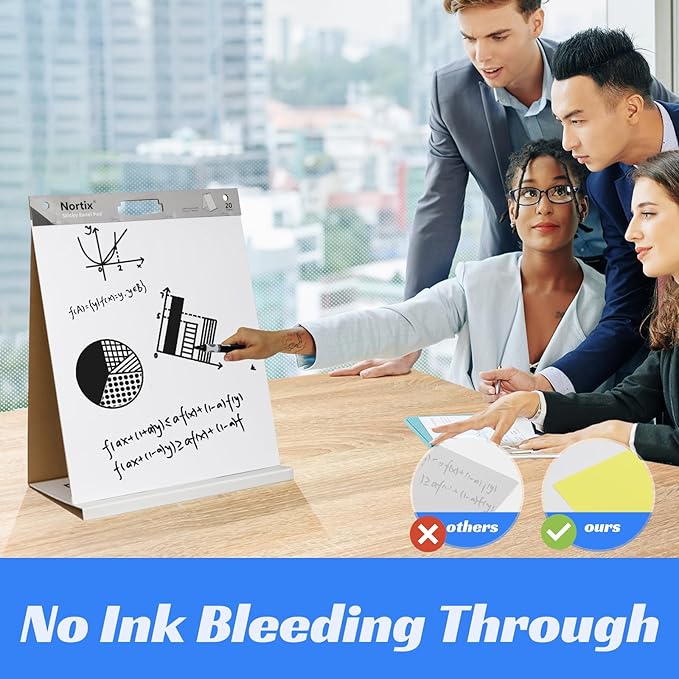Nortix Sticky Easel Pads, Upgraded Versatile Tabletop Sticky Easel Pad with Dry Erase Surface for Meeting/Training/Doodling, 20x23 Inches, 20 Sheets/Pad, 2 Pads