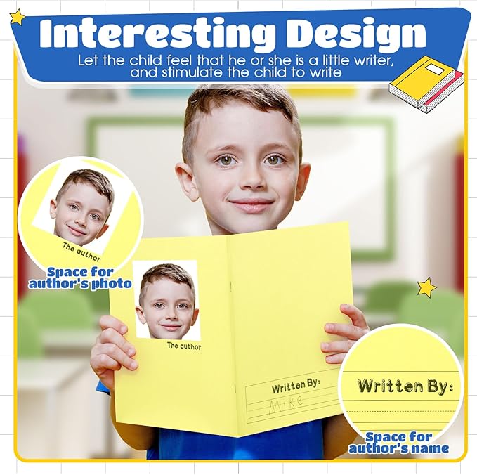 Henoyso 6 Pcs Primary Composition Notebook K-2 9 3/4 x 7 1/2 Inch Primary Journal, Back to School Supplies, Bulk Blank Writing Book for Kid to Write Draw Journal 60 Page Notebooks (Pastel Color)