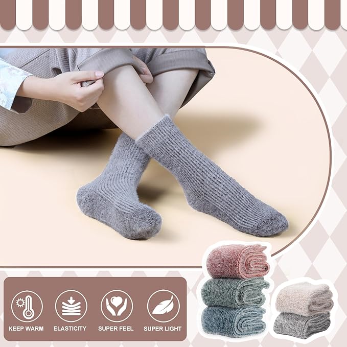 5 Pairs Fuzzy Soft Cozy Comfortable Socks for Women, Casual Sleep Comfy Socks, Perfect Warm Winter Gifts for Women