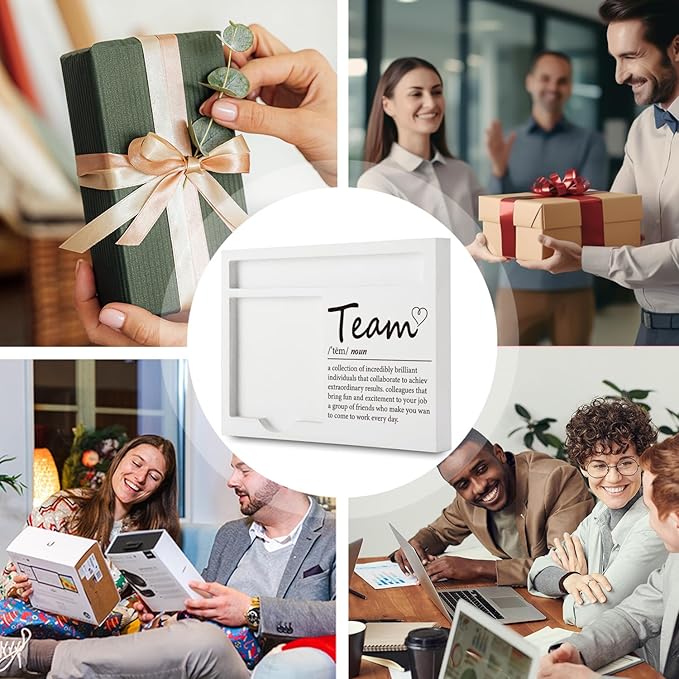 Teamwork Appreciation Gift, Wooden Sticky Note Holder, Office Desk Organizer for Coworkers, Employees, Leaders, Appreciation Thank You Gift for Team, Boss, Colleagues, Christmas, Birthday YBB04