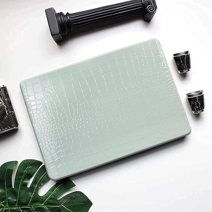 DTangLsm for Crocodile MacBook Air 13 inch Case 2022 2021 2020 2019 2018 A2337 M1 A2179 A1932, Alligator Skin PU Leather Hard Cover Snakeskin Print Case for MacBook Air 13 M1 + Keyboard Cover Ice Blue