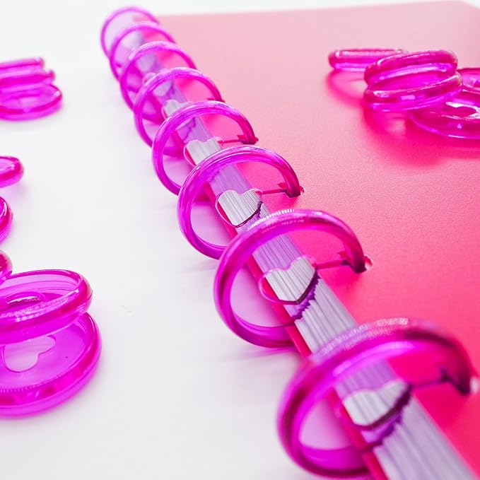 33pcs Discbound Discs 0.94 inch Binder Rings Heart Expansion Disc(33pcs Clear Purple,0.94 inch/24 mm)