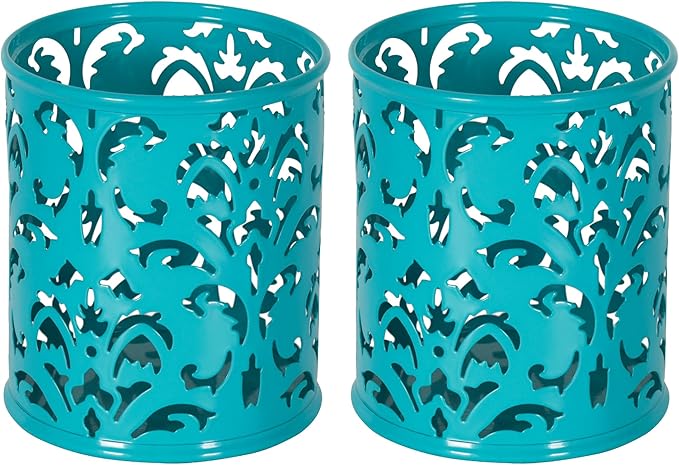 EasyPAG Metal Round Pen Holder 2 Pack Desk Pencil Organizer for Classroom, School & Office,Dark Teal