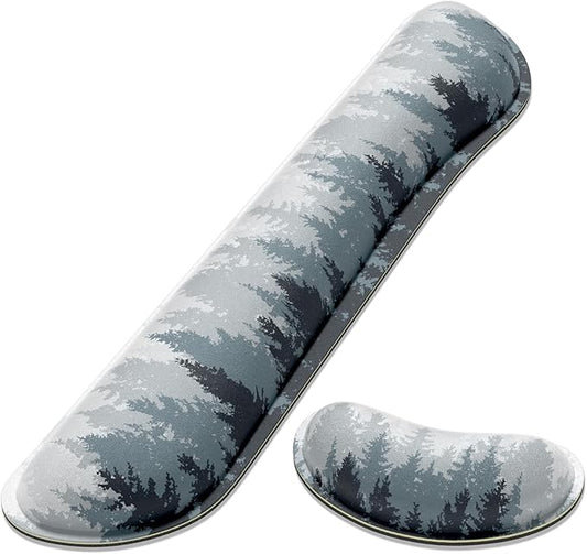Dapesuom Enlarge Keyboard Wrist Rest, Memory Foam Wrist Cushion for Desk Mats Support, Typing Pain Relief Keyboard Mouse Pad Rests Set with Non-Slip Base for Gaming Laptop Computer, Watercolor Forest