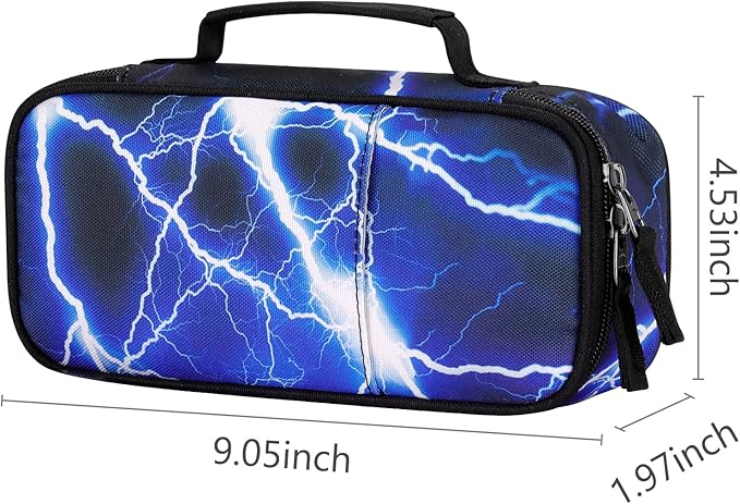 Choco Mocha Lightning Pencil Case for Boys, Soft Pencil Case Kids Pencils Pouch for Kindergarten Boys, Blue