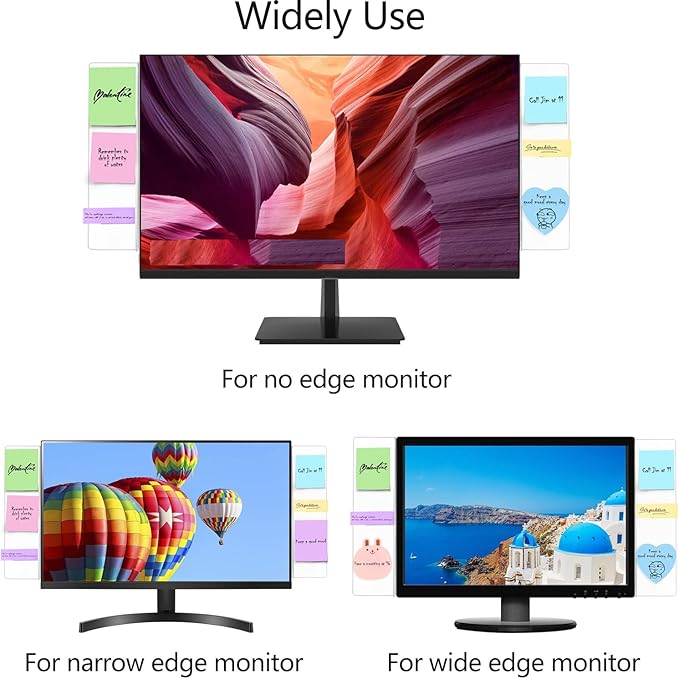 2 Pack Computer Monitor Memo Board for No Edge Monitors,Monitor Sticky Note Holder,Office Desk Decor for Women Man,Home Office Desk Computer Accessories