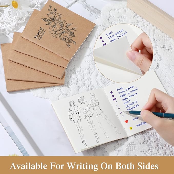 100 Pieces Mini Blank Notebook Bulk Set Small Kraft Paper Unlined Journals Pocket Journal for Kids Drawing Sketchbook Office Supplies 4 x 4 inch Small Sketchbooks with 24 Sheets (Blank Style)