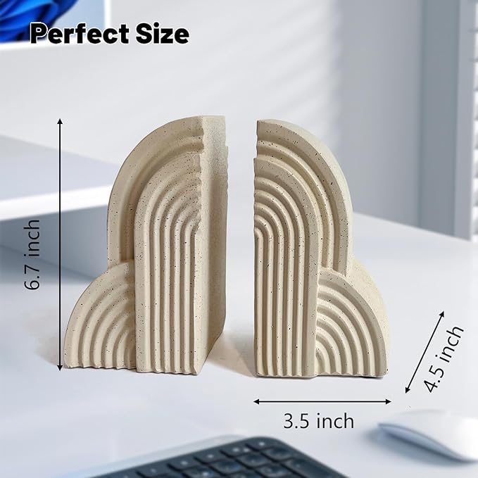 LIFFY Decorative Book Ends for Shelves,Modern Statue Bookends for Home Decor,Resin Non-Slip Book Stopper for Office,Study,Desk,Bookshelf