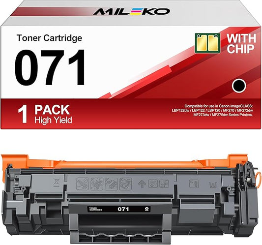 071 Black Toner Cartridge 1 Pack Compatible Replacement for Canon 071 071H Black Toner to Work for Canon imageCLASS LBP122dw LBP122 LBP120 MF270 Mf272dw Mf273dw Mf275dw Printers