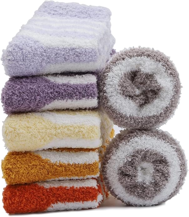 Womens Fuzzy Socks Microfiber Soft Cozy Warm Slipper Sleeping Winter Sock Fluffy Cabin Plush Stocking Stuffers