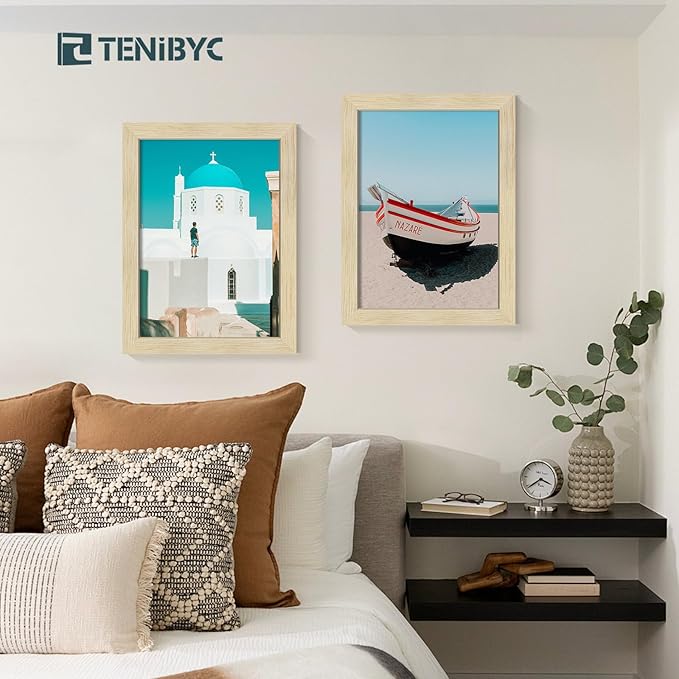 12x16 Picture Frames Set - 3 Pack - Natural Oak Wood - Tempered Glass - for Wall Photos, Family Memories, Posters & Puzzles, Home Decor