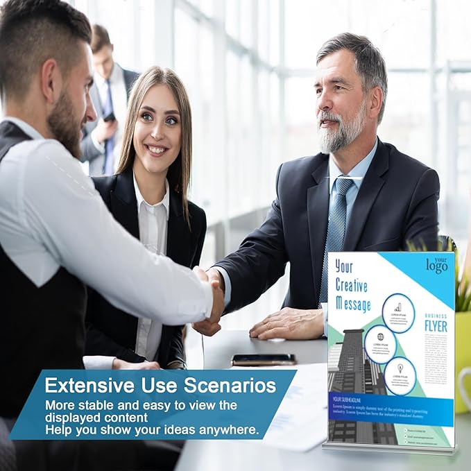 YULEER 8 Pack Acrylic Sign Holder 8.5x11, Clear Double-Sided Display Stand, Plastic Paper Frame for Menu, Flyer, Picture, Office Desk, Wedding Sign Holders