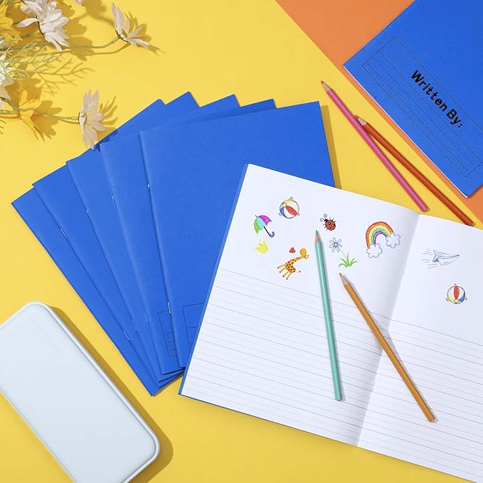 Henoyso 12 Pcs Primary Composition Notebook K-2 9 3/4 x 7 1/2 Inch Primary Journal, Back to School Supplies, Bulk Blank Writing Book for Kid to Write Draw Journal 60 Page Notebooks (Royal Blue)