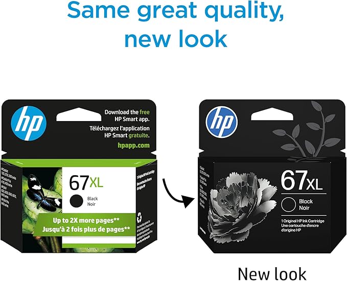HP 67XL Black High-yield Ink Cartridge for HP Printers | Works with Printer Series: DeskJet 1255, 2700, 4100, ENVY 6000, 6400 Series | Eligible for Instant Ink | 3YM57AN