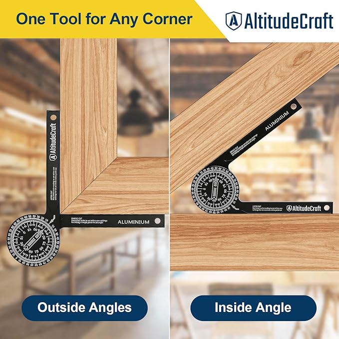 Precision Aluminum Miter Saw Protractor | 7.28-Inch Rust-Resistant Angle Finder with 360° Rotation & Laser-Engraved Scales for Accurate Miter Cuts