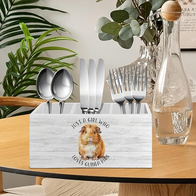 Guinea Pig Gifts Pen Pencil Holder Organizer for Desk Accessories, Just a Girl Who Loves Guinea Pigs Wooden Box Sign Desk Decor for Home Office Decoration, Animal Lover Gifts