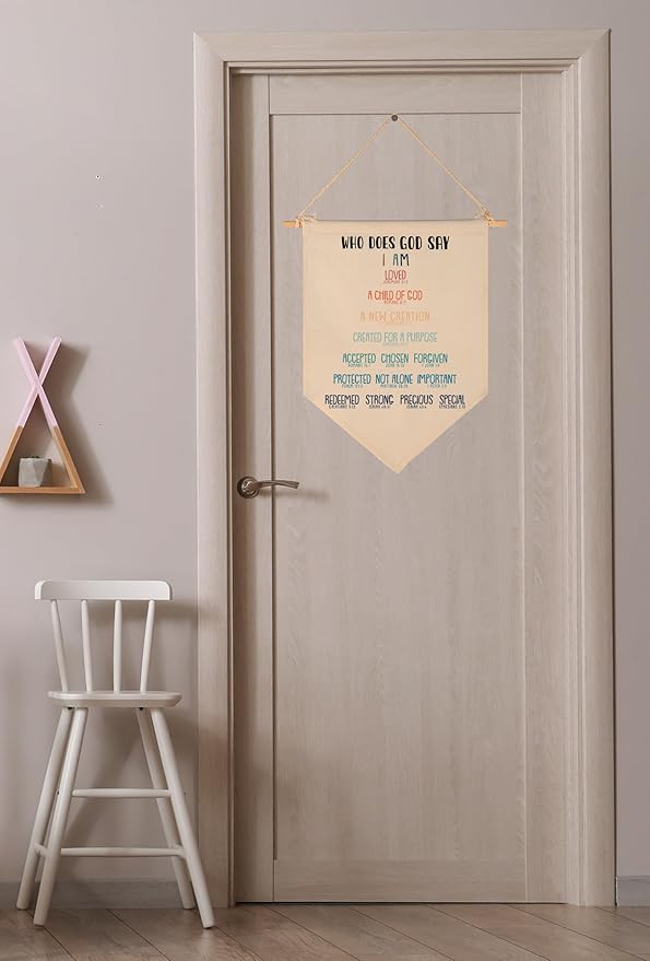 Biblical Affirmations Gift for Kids-Christian Classroom Decor-Sunday Bible School Learning Sign-Flag Decor -Banner Wall Sign Gifts For Homeschooling Church Classroom-Bible Verse Art