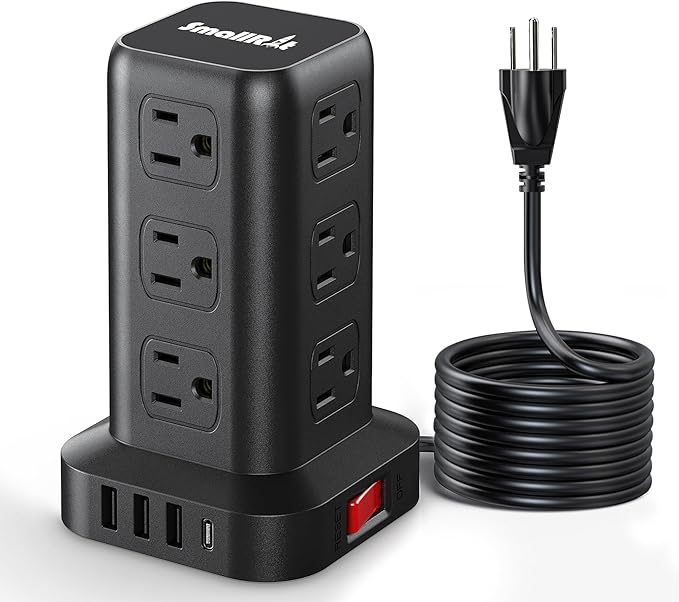 PD 20W USB C Surge Protector, Mini Power Strip Tower Travel 12 AC 4 USB Power Strip with USB Ports 10FT Overload Protection for Home Office