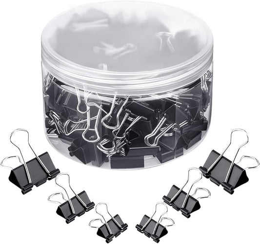 TecUnite 150 Pcs Binder Clips Assorted Sizes Black Paper Clamps Clips Large Medium Small Clips Office Supplies