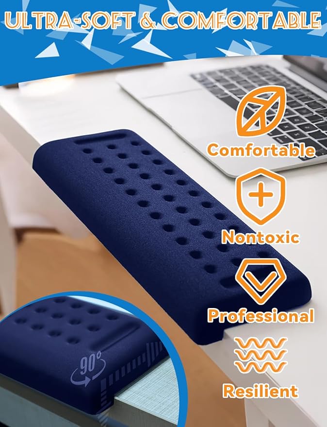 L-Shaped Ergonomic Keyboard Wrist Rest, Wrist Rest for Mouse, Wrist Pad Computer Wrist Support Designed Specifically for Comfortable Typing and Pain Relief, for Computer,Gaming, Office (Blue)