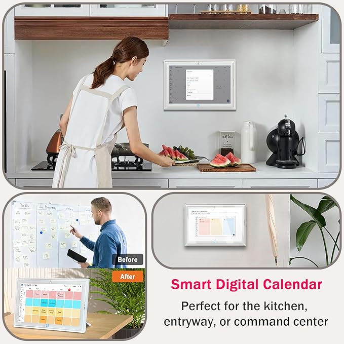 Digital Calendar wall touch screen 15.6",Electronic Calendar for family Planner and Chore Chart, WiFi Sync, , Meal Planner and Home Organizer, Syncs with Multiple Calendars(google calendar) Online, Horizontal, Vertical, and Wall Mountable