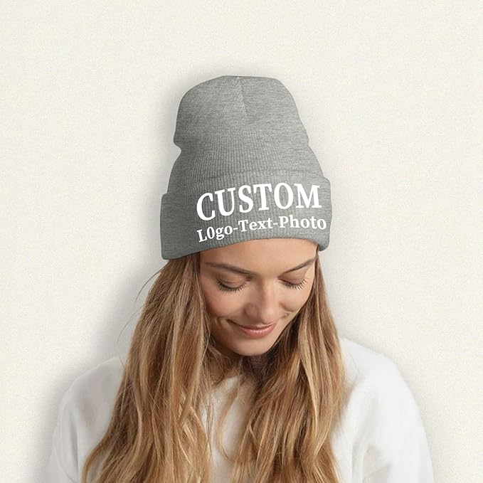 Custom Beanie for Men Women Bulk Custom Winter Hat Beanies with Logo Text Image Personalized Knit Hats Gifts for Business