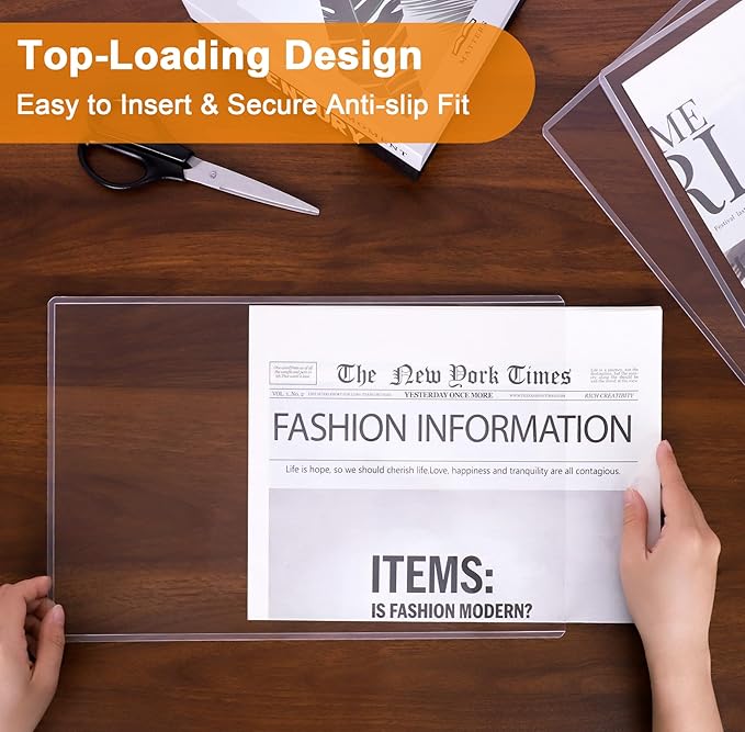 Ndsox 50 Pack 8.5" x 14" Rigid Print Protectors Clear Hard Plastic Sheet Protectors Top-Loading Rigid Menu Covers for Legal Size Paper, Documents, Photo, Posters, Prints, Artworks, Birth Certificates